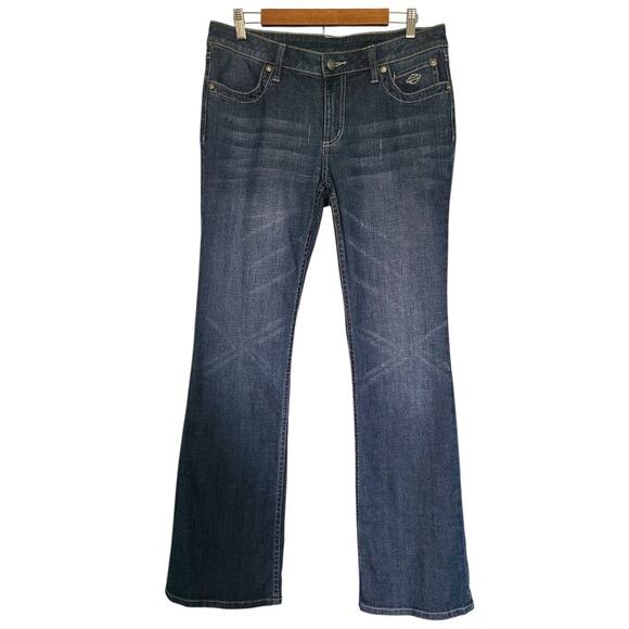Harley Davidson Low Rise Bootcut Jeans Women's Size 10 Tall Rhinestone - Picture 4 of 6
